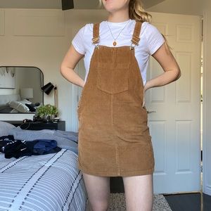 Vintage Brown Corduroy Overall Dungaree Dress